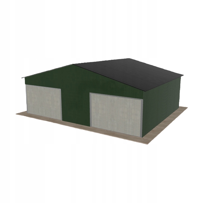 Plechová garáž 8x6.5 m, dvoupolohová, dvoupolohová, zelená