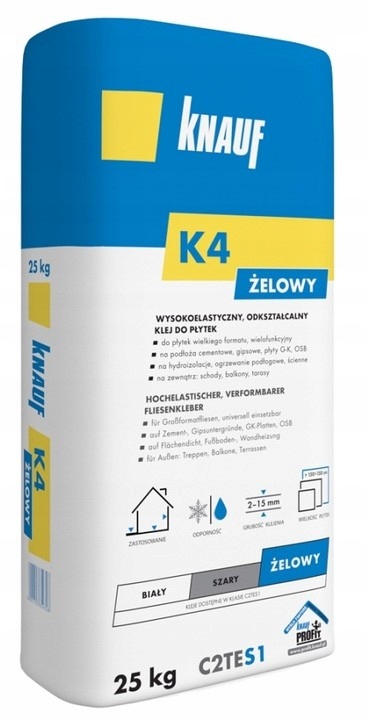 

Klej do płytek elastyczny K4 Żelowy Knauf 25kg
