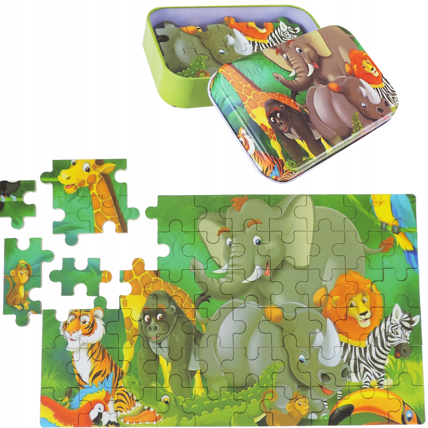 

Puzzle Drewniane Dla Dzieci W Metalowym Pudełku 60