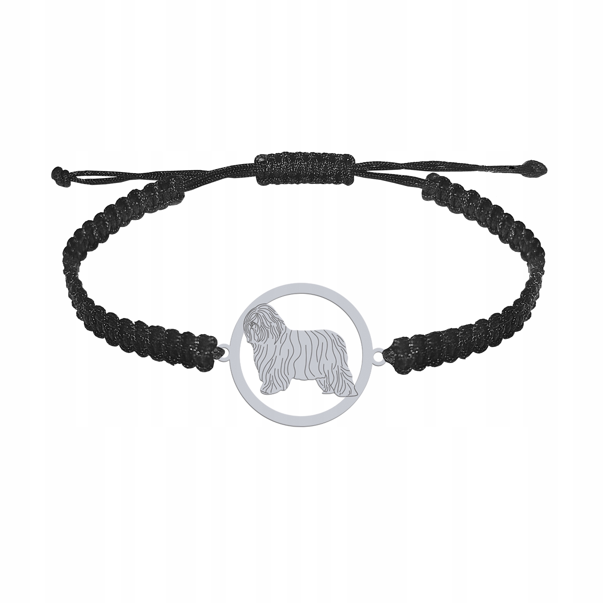 Stříbrný náramek z Polska Nízký ovčák 925 Makramé Dárek Gravírování