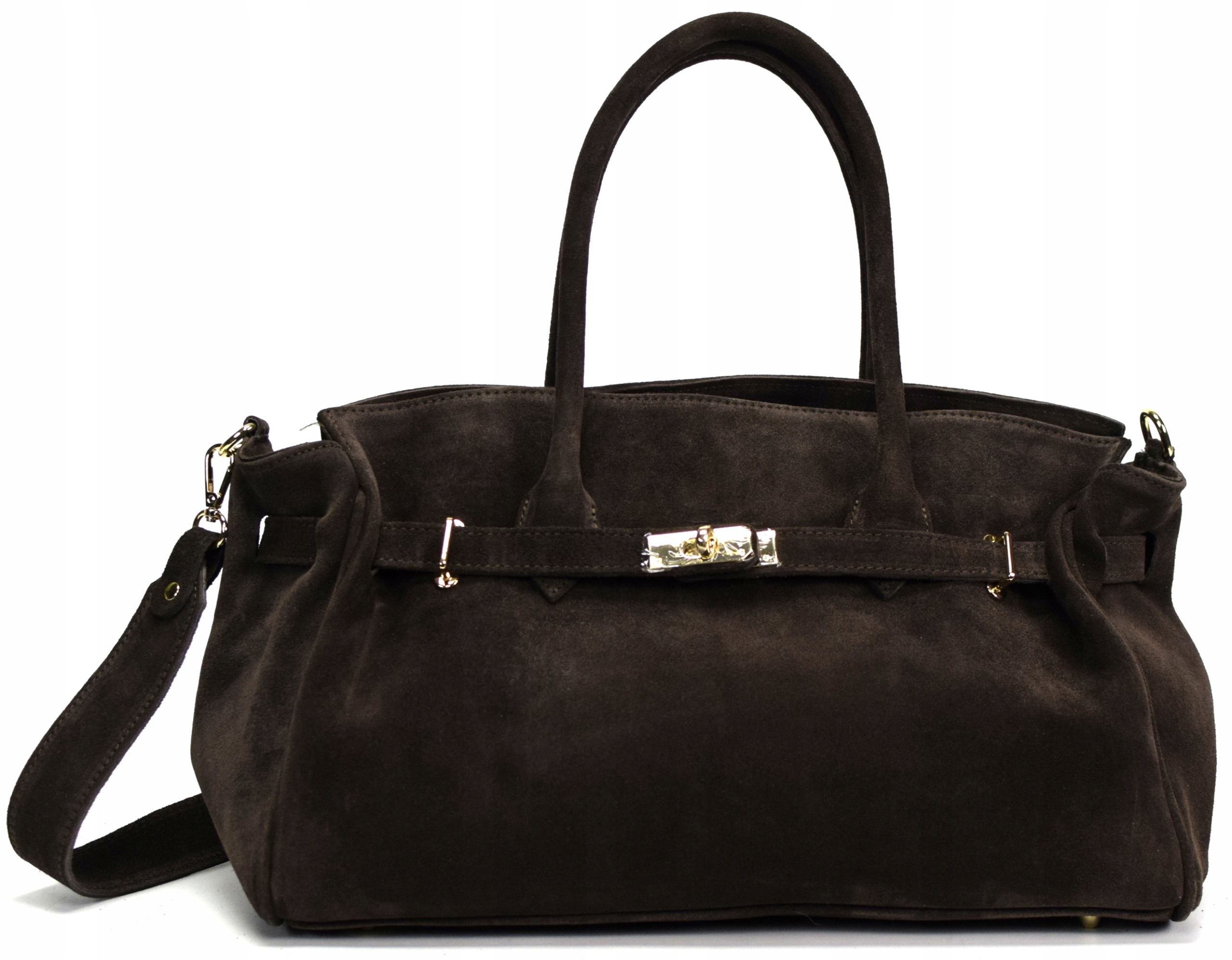 TOREBKA BORSE IN PELLE ZAMSZ NATURALNY BRĄZ CZEKOLADA XL 162A