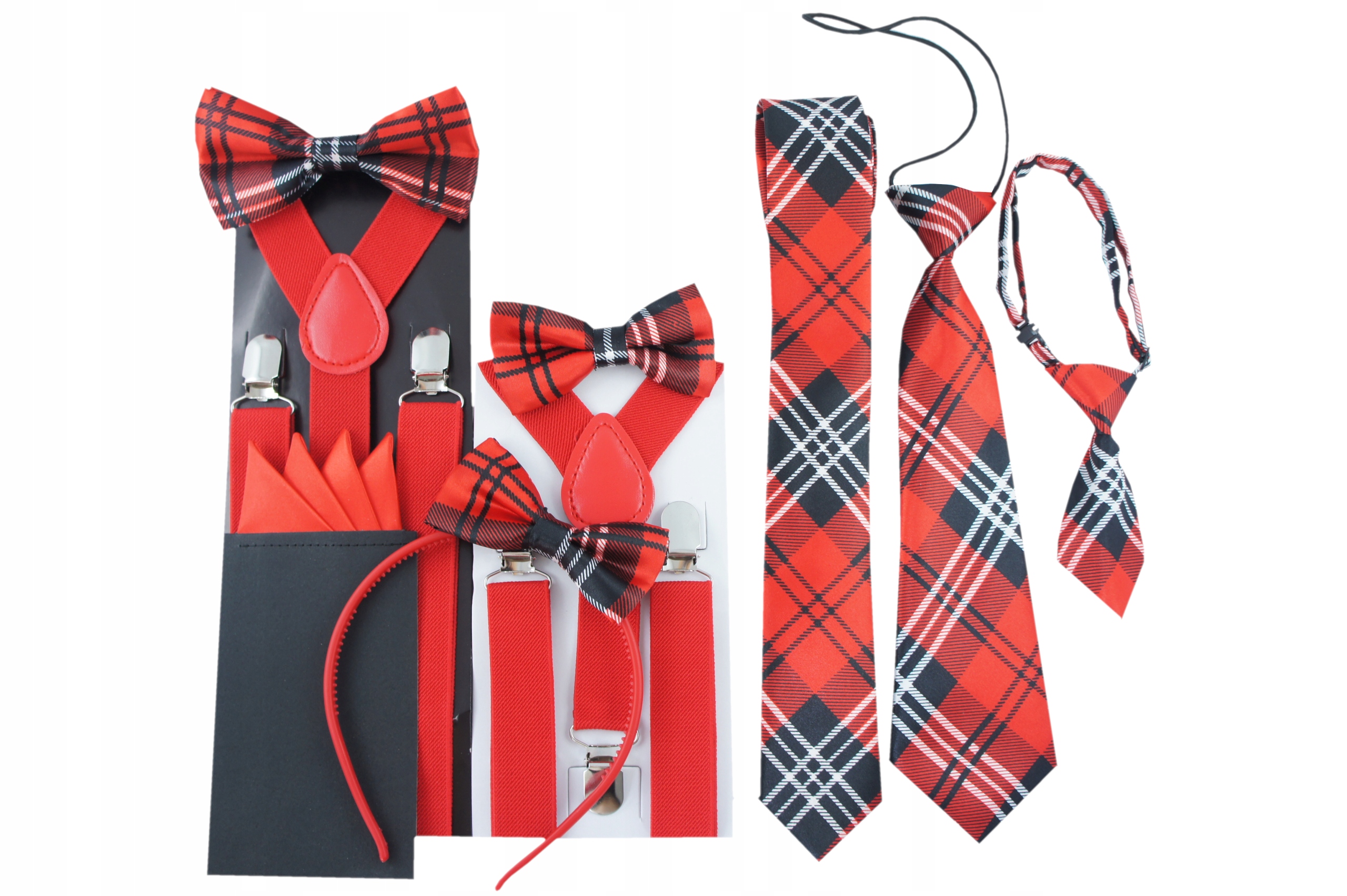 Krawat w szkocką kratę dla chłopca na gumce święta dzień chłopaka upominek Materiał dominujący satyna