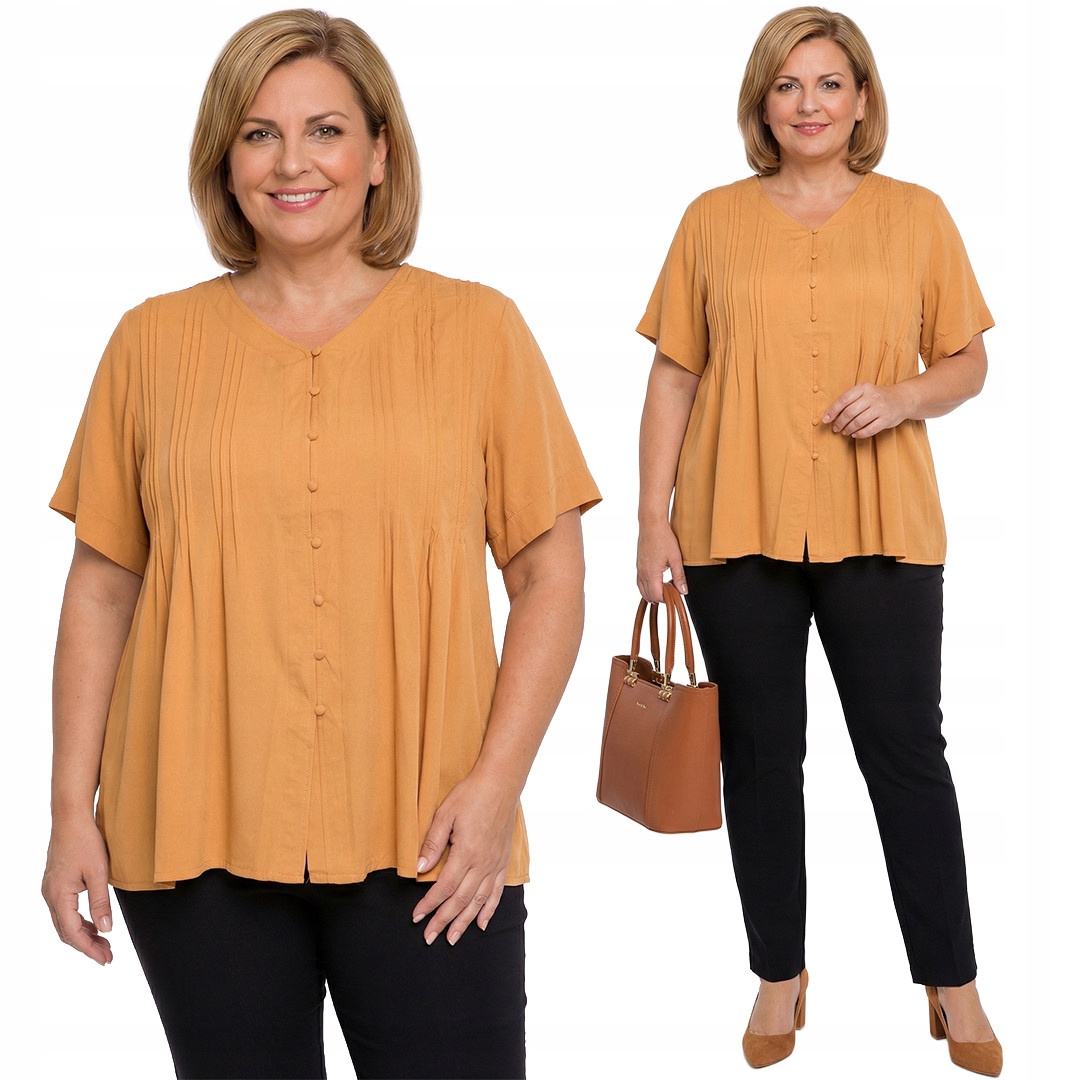 Žlutá halenka na knoflíky plus size velikost 50