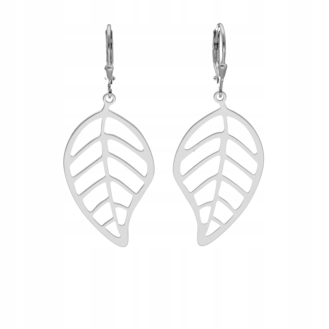 Náušnice s prolamovanými listy, stříbro, rhodiované