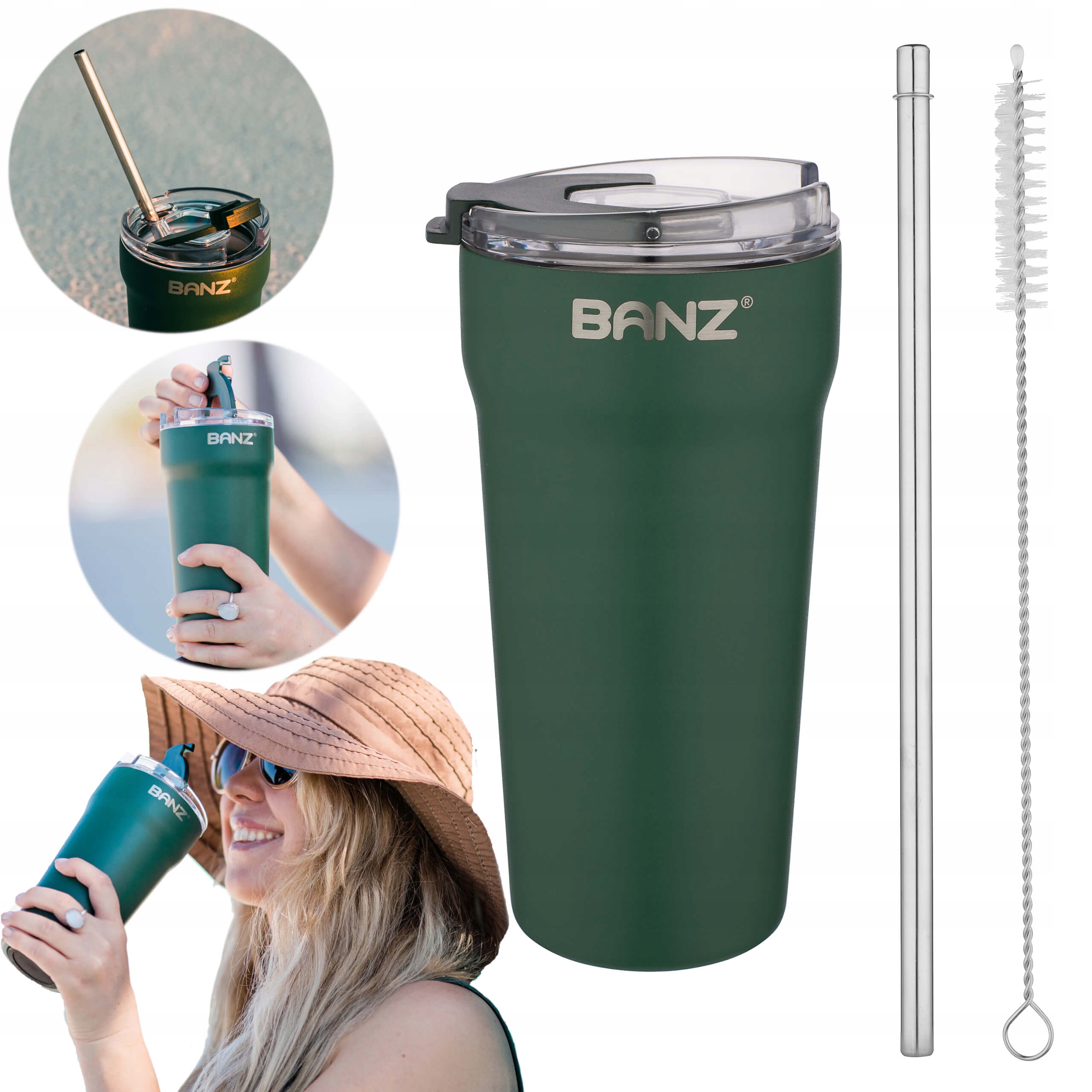 Termohrnek 530 ml, kovová brčka, čistič Banz