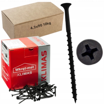 Klimas Wkręty fosfatowane karton-gips drewno łeb stożkowy 4,2x90 10kg