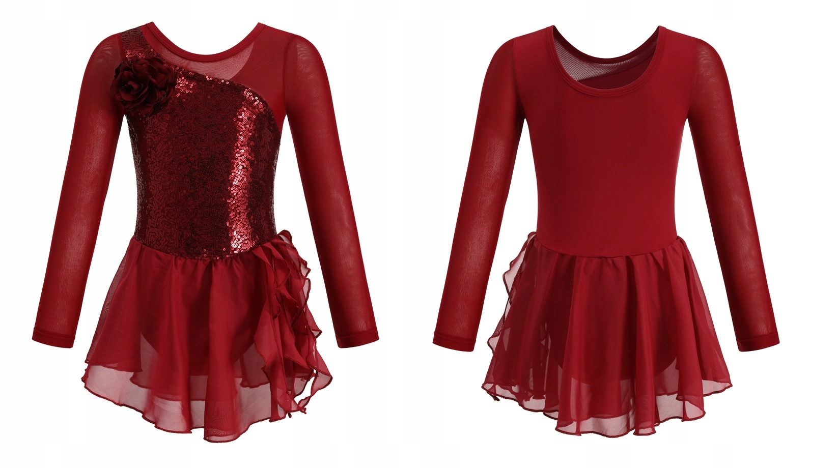 Dívčí Baletní Body S Tylovou Sukní, Červené Flitry, Velikost 110