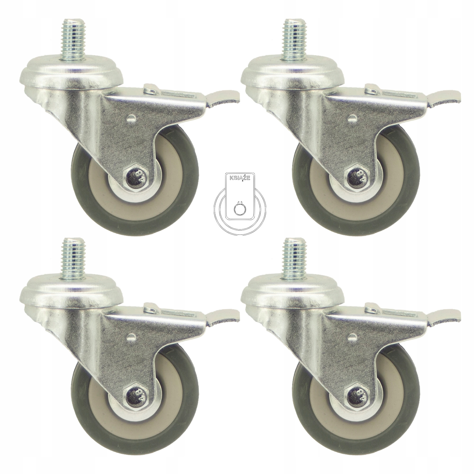 

4x5PPGUM50-10- Komplet 4 szt. kół fi 50 wózek