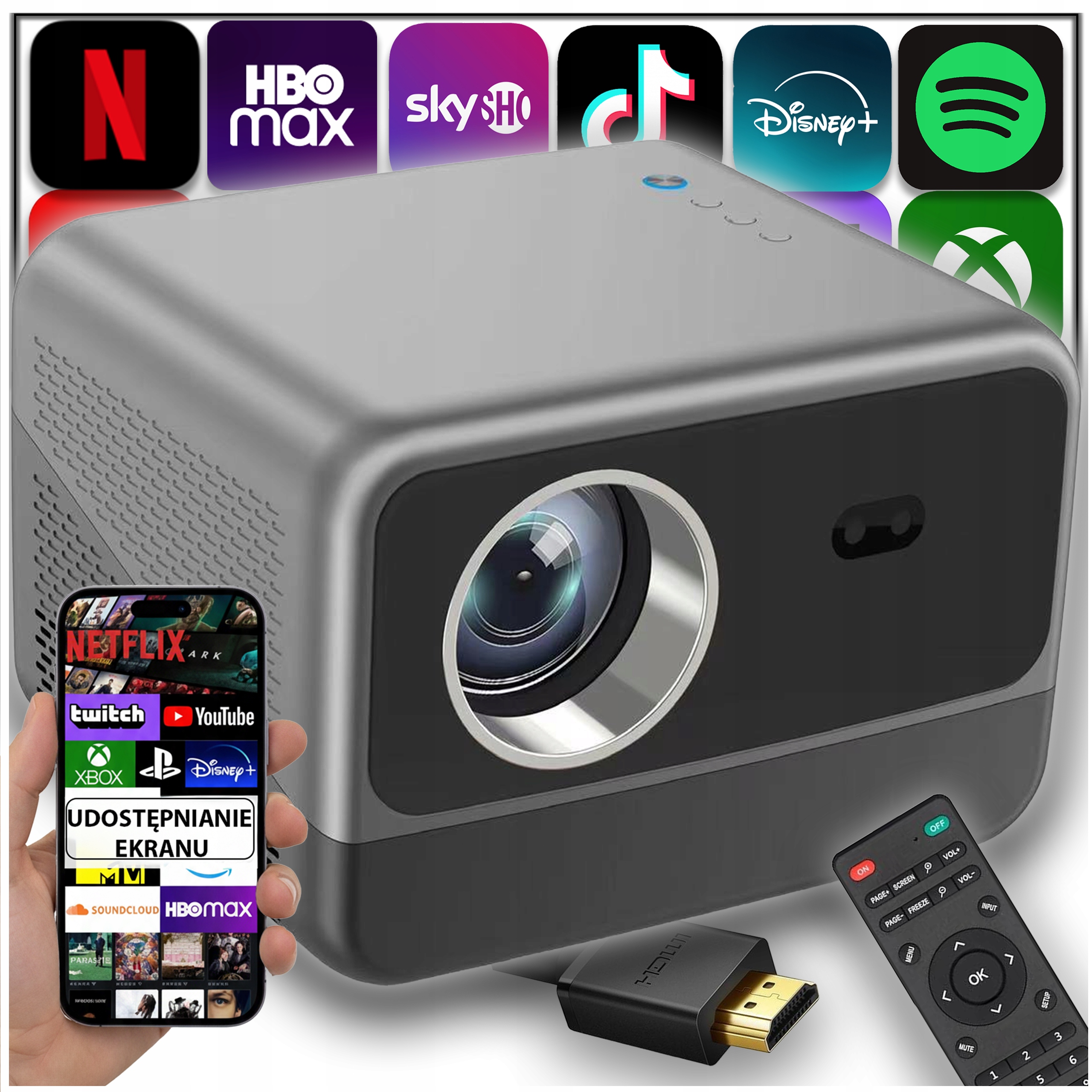 Projektor Android Tv Wifi Přenosný Reproduktor Velký 500 Ansi Full Hd