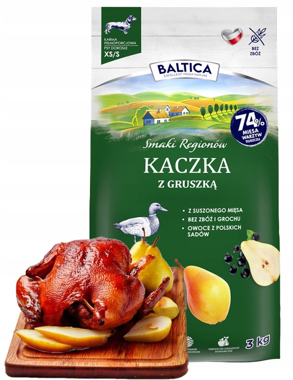 Levně Baltica Adult Kachna s hruškou Xs/s bezobilné suché krmivo pro psa 3 kg