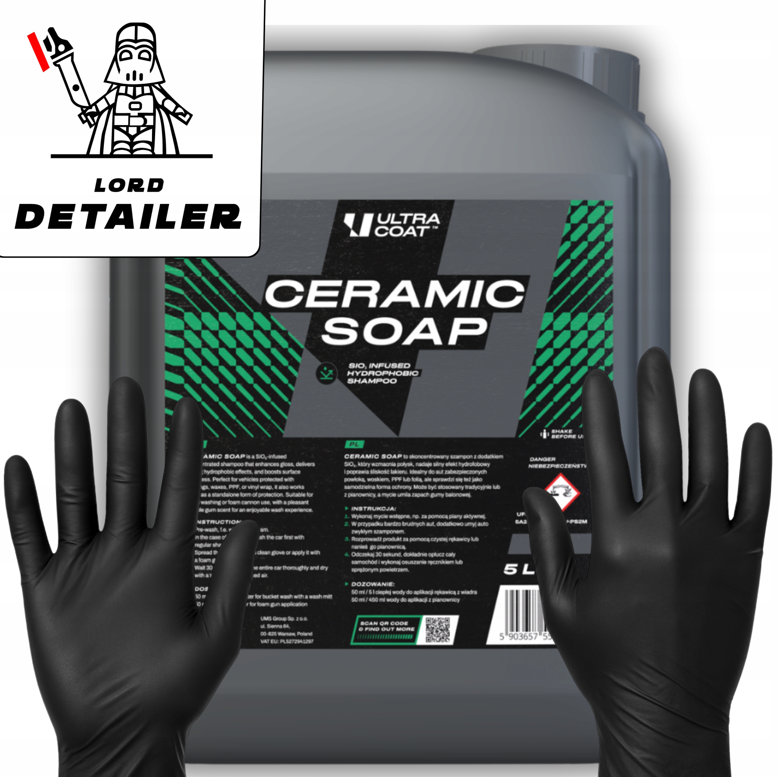 Ultracoat Ceramic Soap Šampón na umývanie auta Hydro s kremeňom 5000 ml Lesk