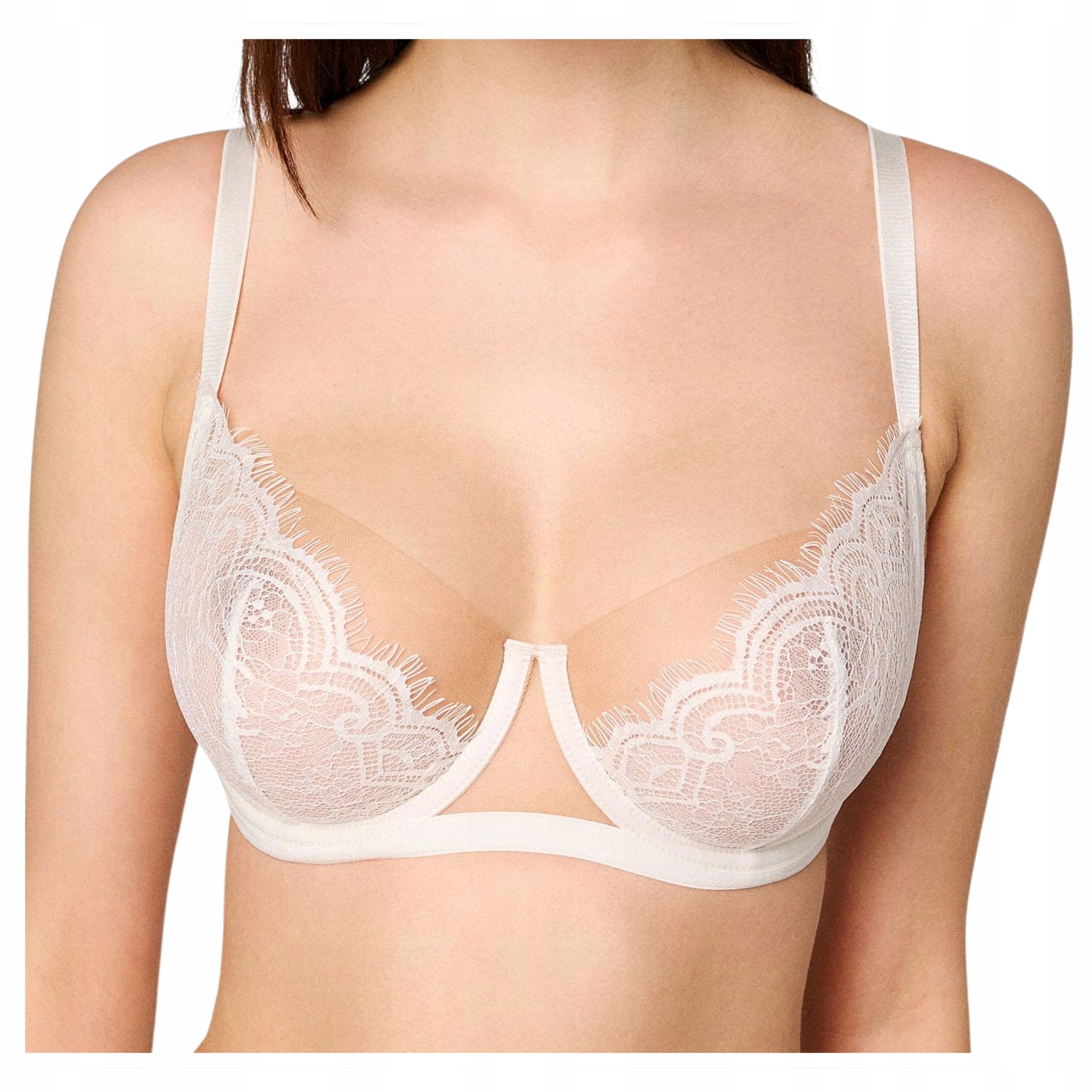 Dámská měkká podprsenka s kosticemi a bílou krajkou Yvonne Marilyn 90D