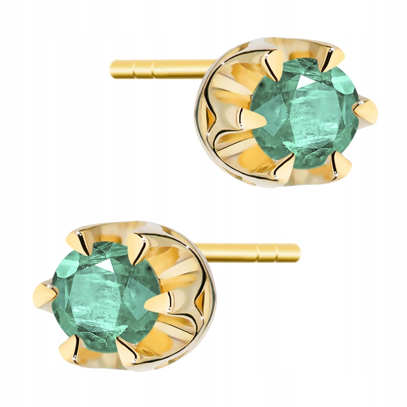 Zlaté Náušnice pr. 585 na tyčinku se smaragdem 0,30ct 14k