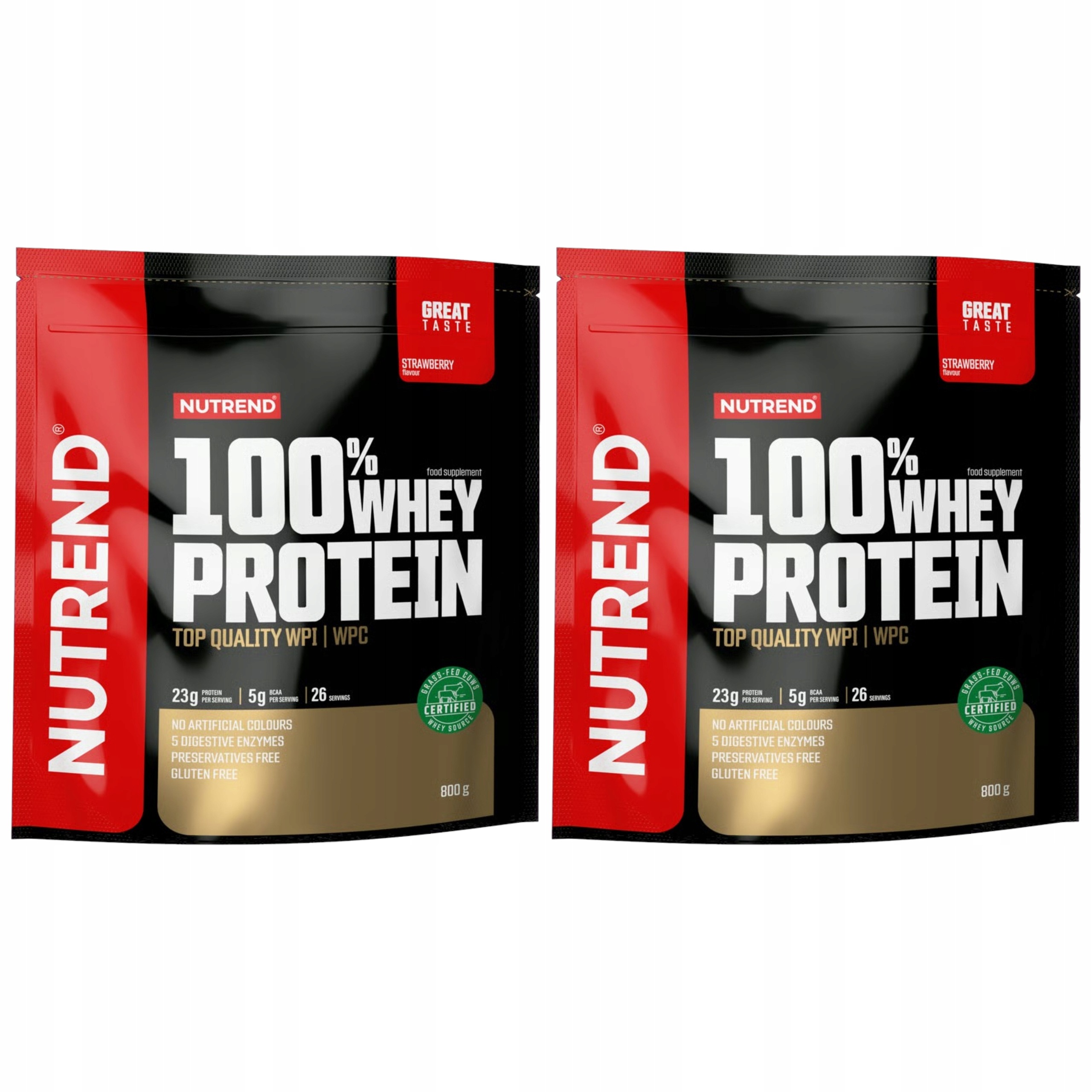 2x Protein Nutrend 100% Whey Protein Wpc Wpi 800g Jahoda Bcaa Nutriční hmotnost