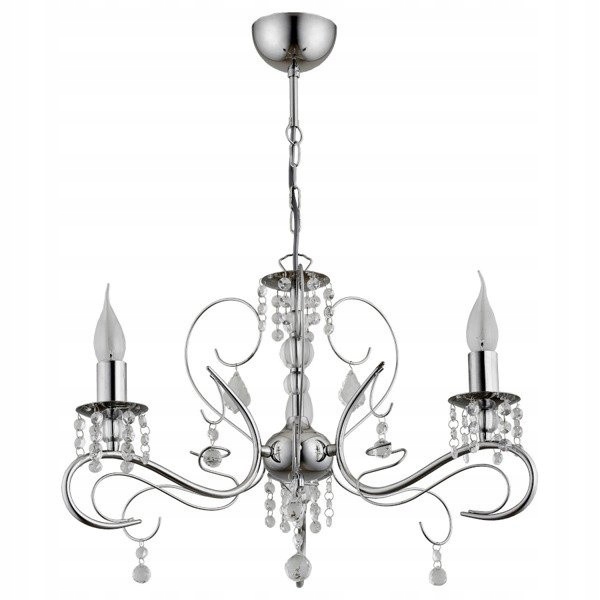 Svietnikový luster glamour chróm s kryštálikmi 3 body do obývačky Alfa