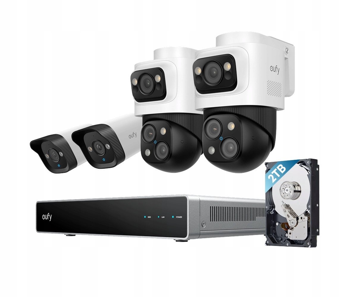Zestaw eufy Nvr Security System 2xS4 2xE40 4K Ai Rejestrator Dysk 2TB