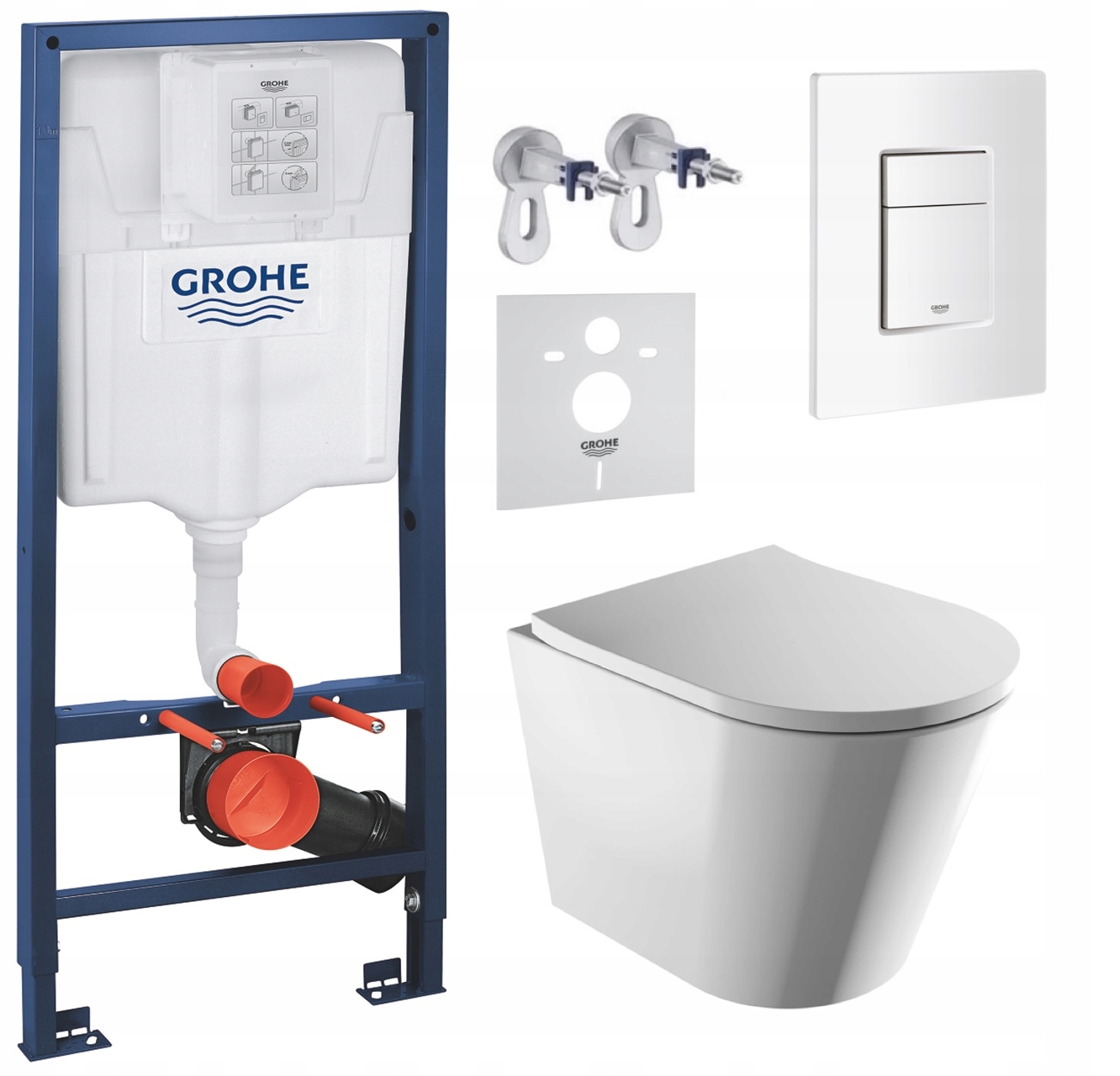 Podomietkový Wc set Grohe s miskou Tampa a tlačidlom biely Fresh