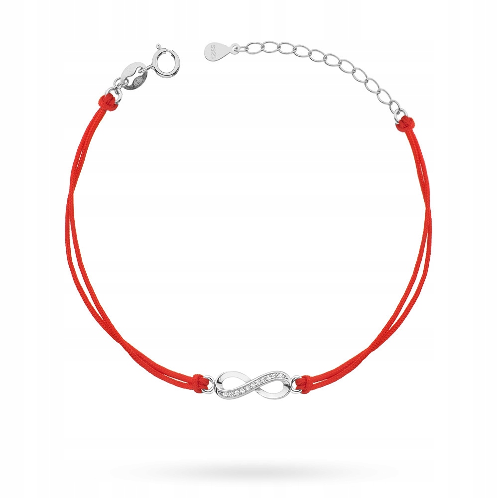 

Srebrna Bransoletka 925 Sznurek Nieskończoność