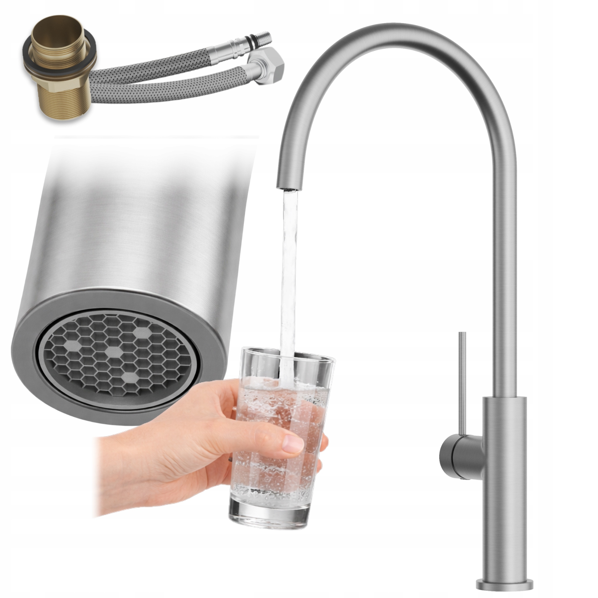 Kuchynská batéria Kran Inox Rotačný stojanový výtok Prestige Slim Premium