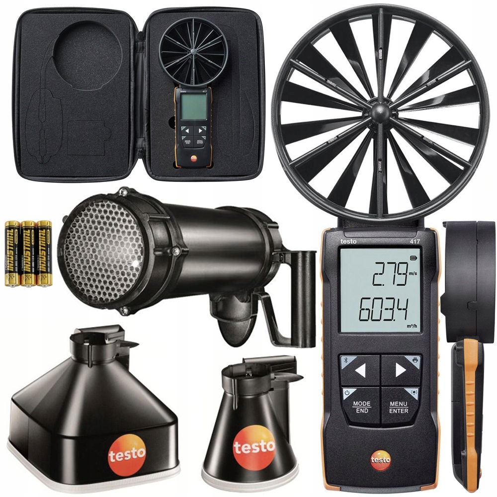 Testo 417 sada 2 Anemometer s meracími rukávmi a žehličkou