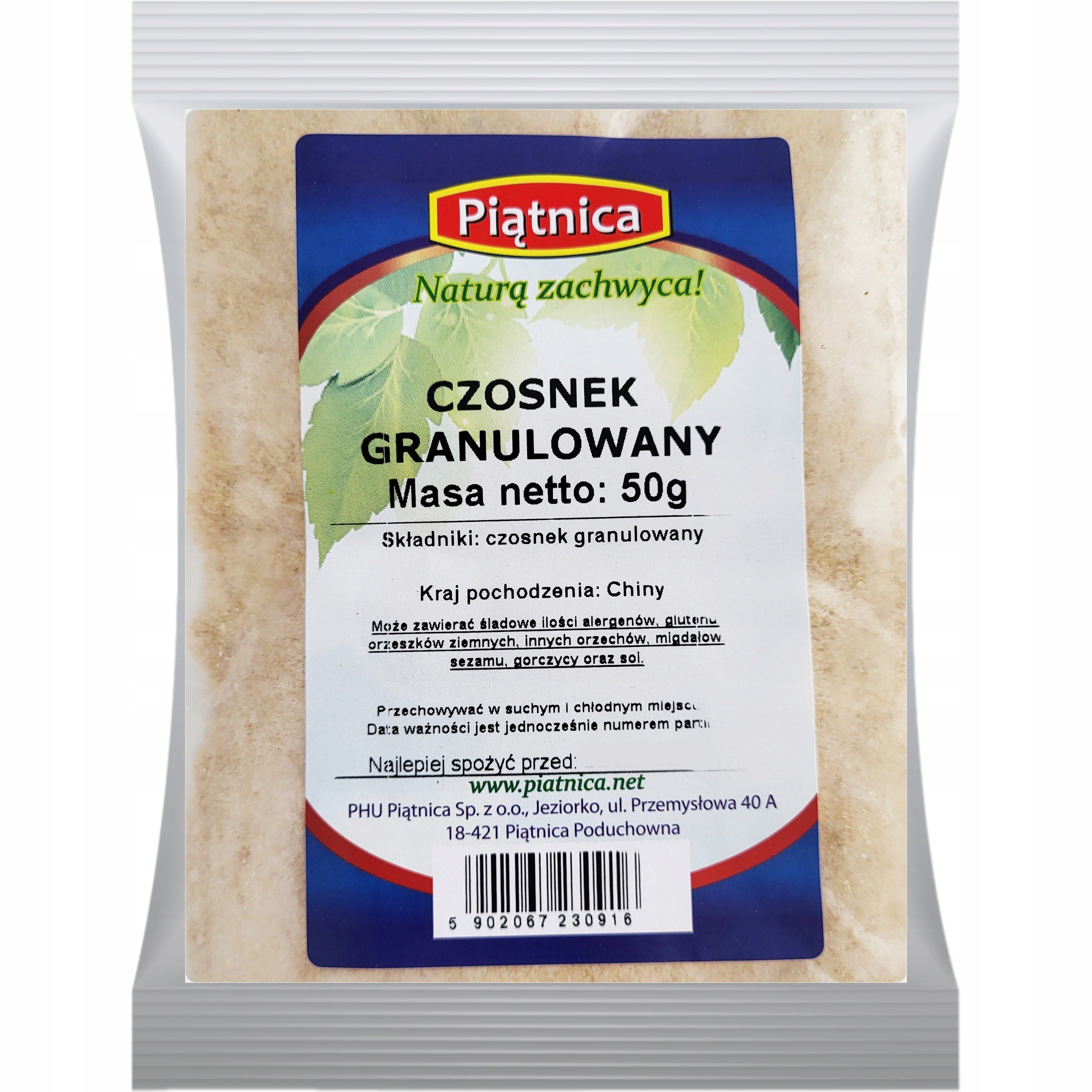 CZOSNEK GRANULOWANY 50g PIĄTNICA CZOSNEK SUSZONY GRANULOWANY