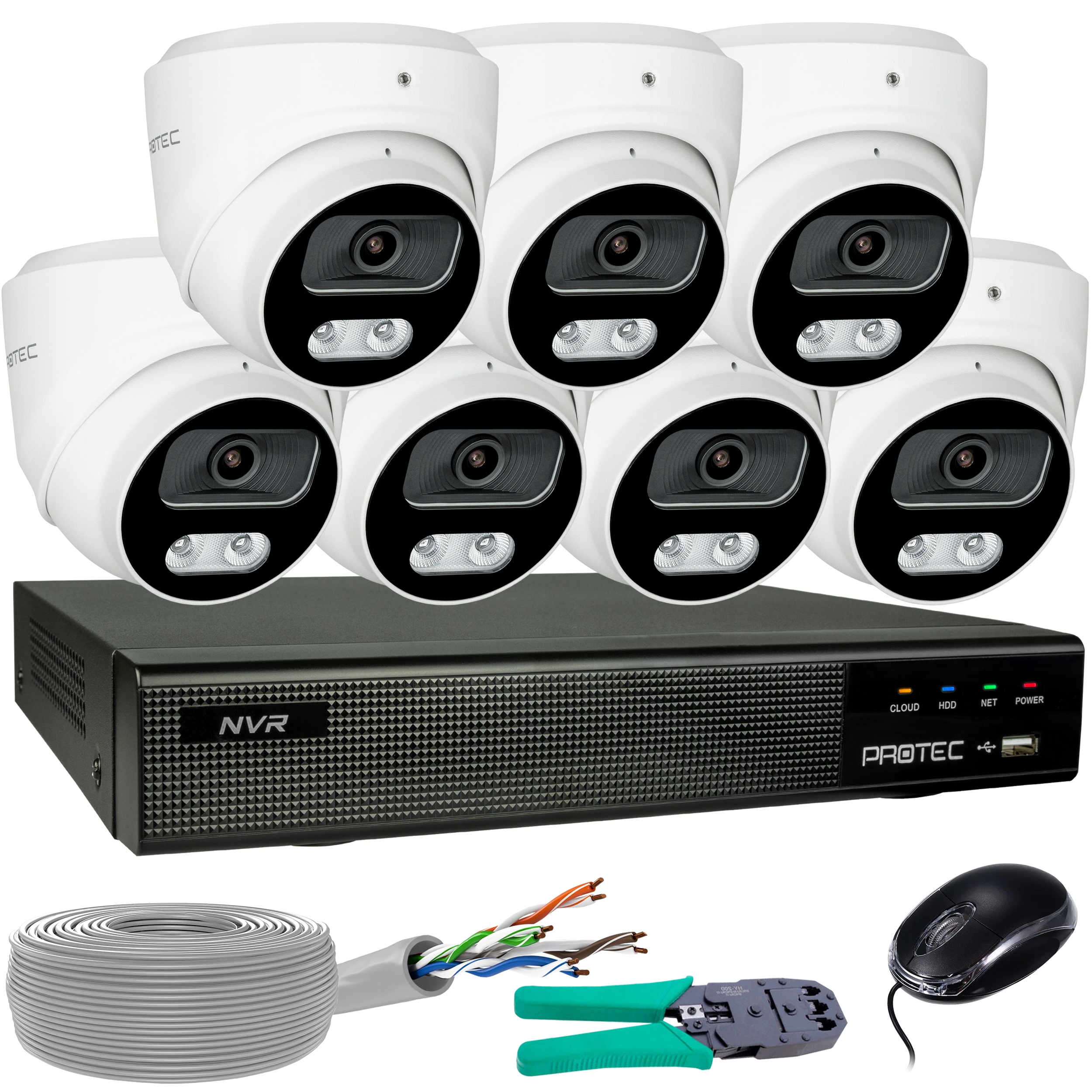 Monitorovací sada 7 kamer Ip 8MP 4K Poe Detekce lidí a vozidel bez hdd