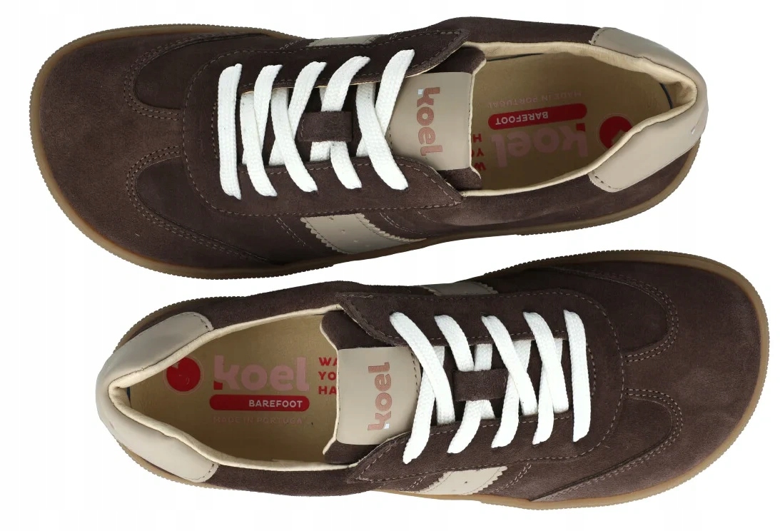 Barefoot tenisky Koel Francia II Suede hnědé semišové s nulovým dropem R40