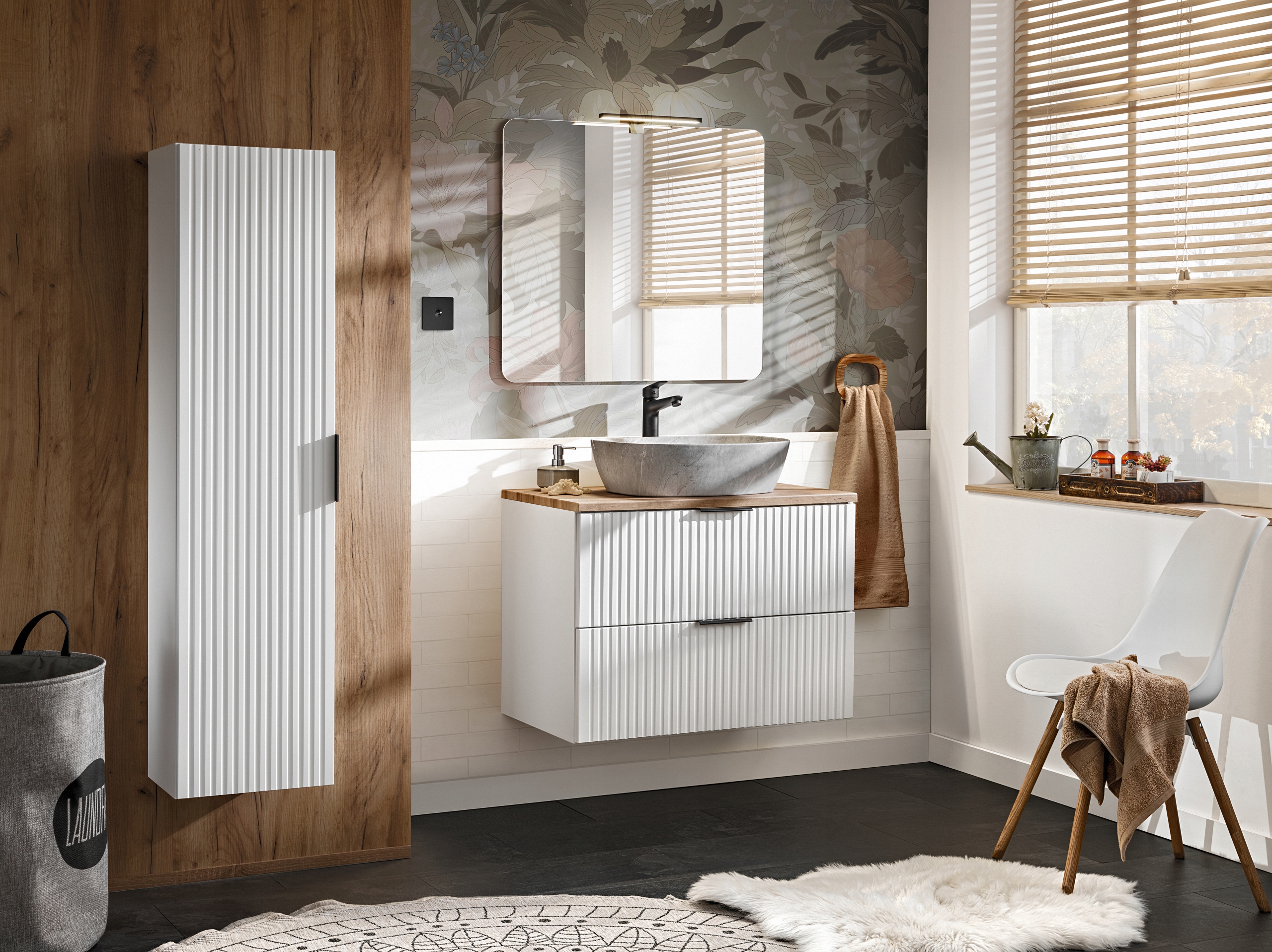 Nábytková sada 80 cm s deskou, umyvadlem na desku Anna, skříňkou zrcadlo