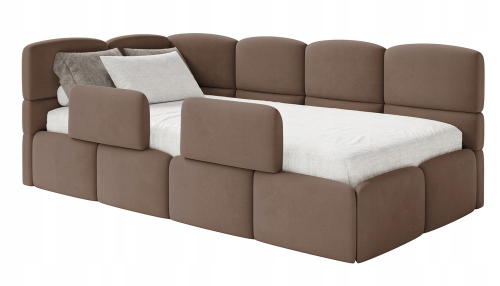 Postel pro mláděž 120 x 200 cm Cloudy hnědá sametová levá