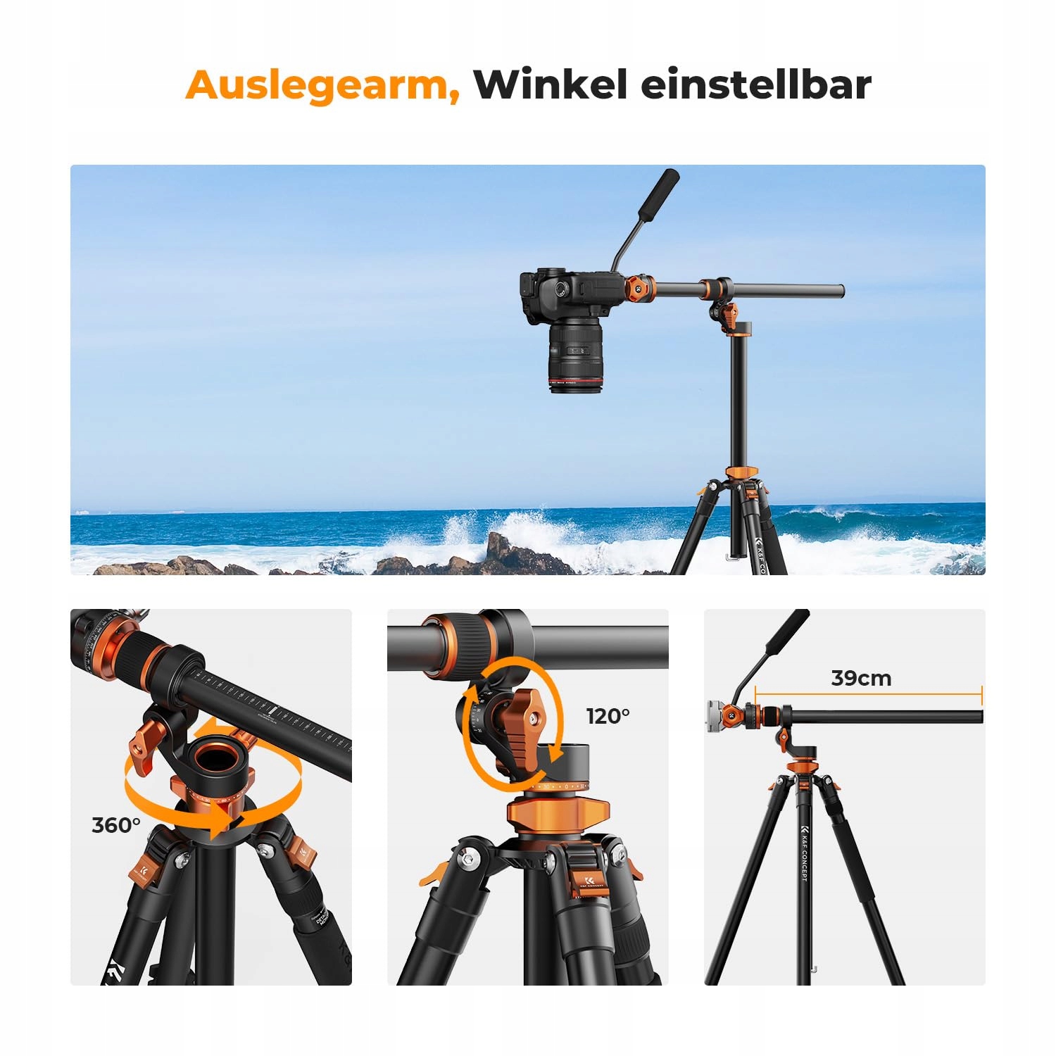 K&F CONCEPT Statyw Video Tripod 231cm Z Głowicą Fluidową Dla DSLR i Kamer — miniatura 5