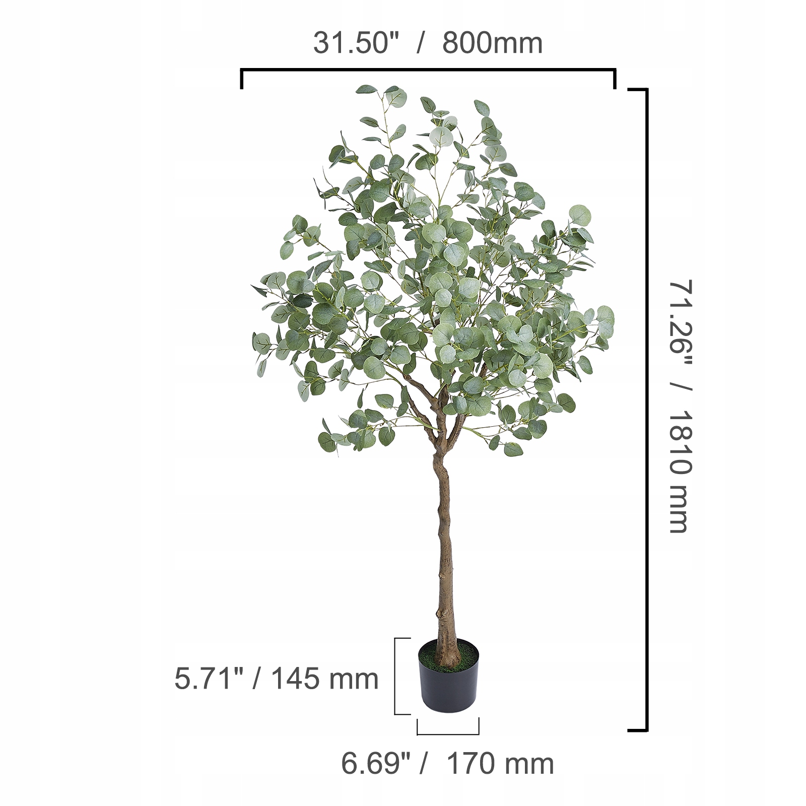 Umelá rastlina Eukalyptus 80x80x181 cm Umelá rastlina Pe