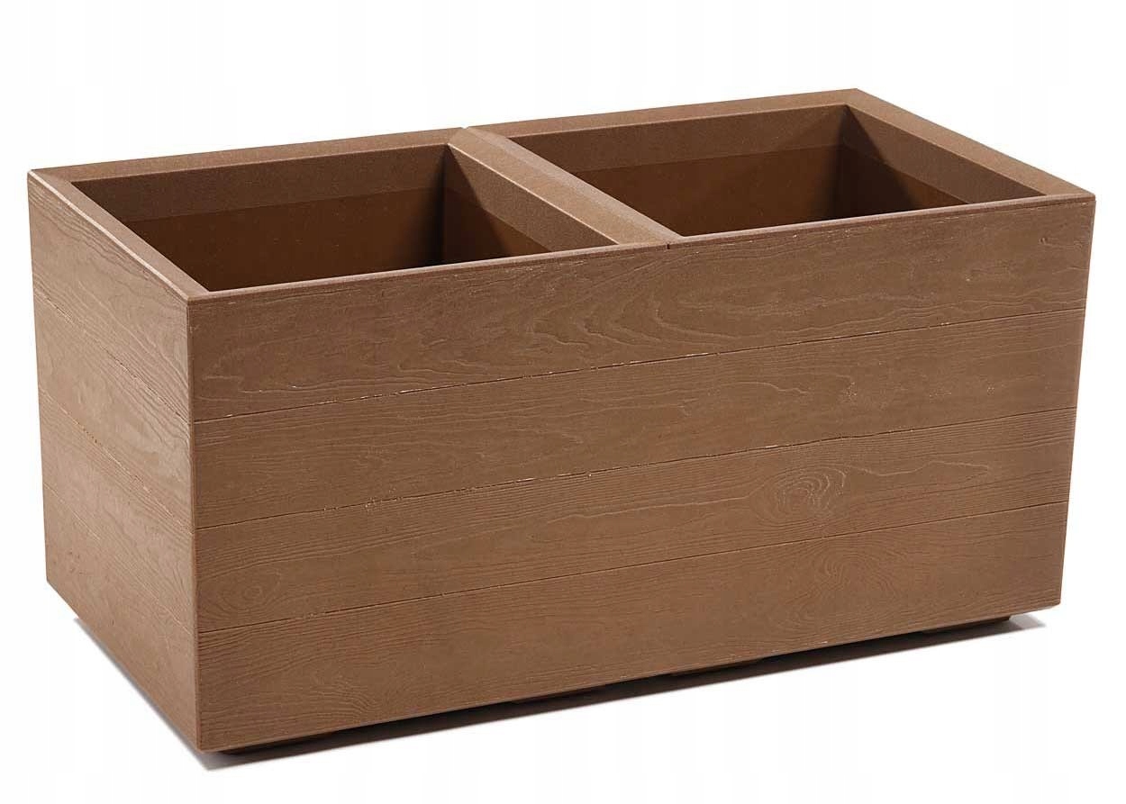 Veľký terasový kvetináč Eco wood Imitácia dreva 78 cm Kvetináč na terasu Bronz