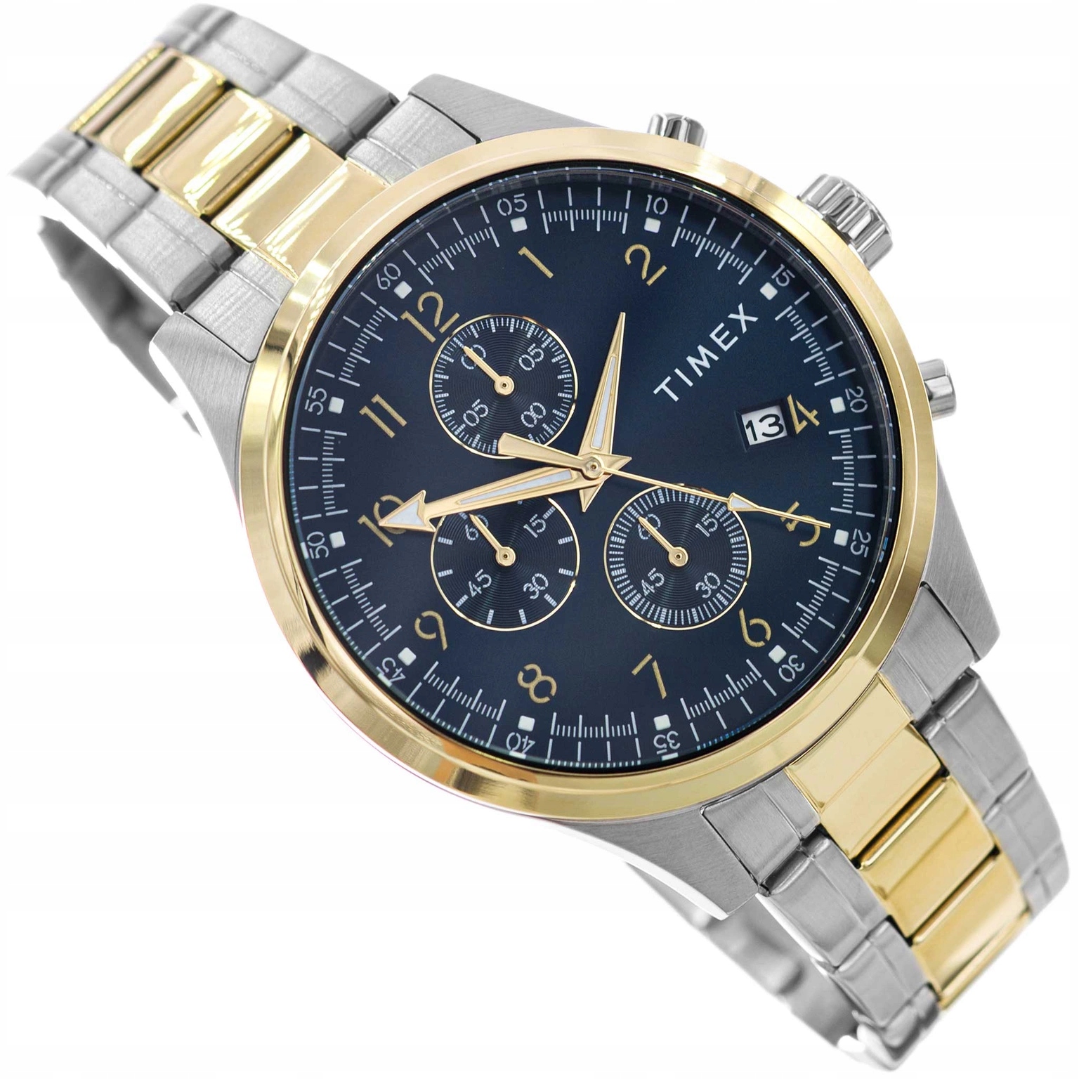 Pánské Hodinky Timex TW2Y01500 Dress Chronograph Stříbrno-zlatý Náramek