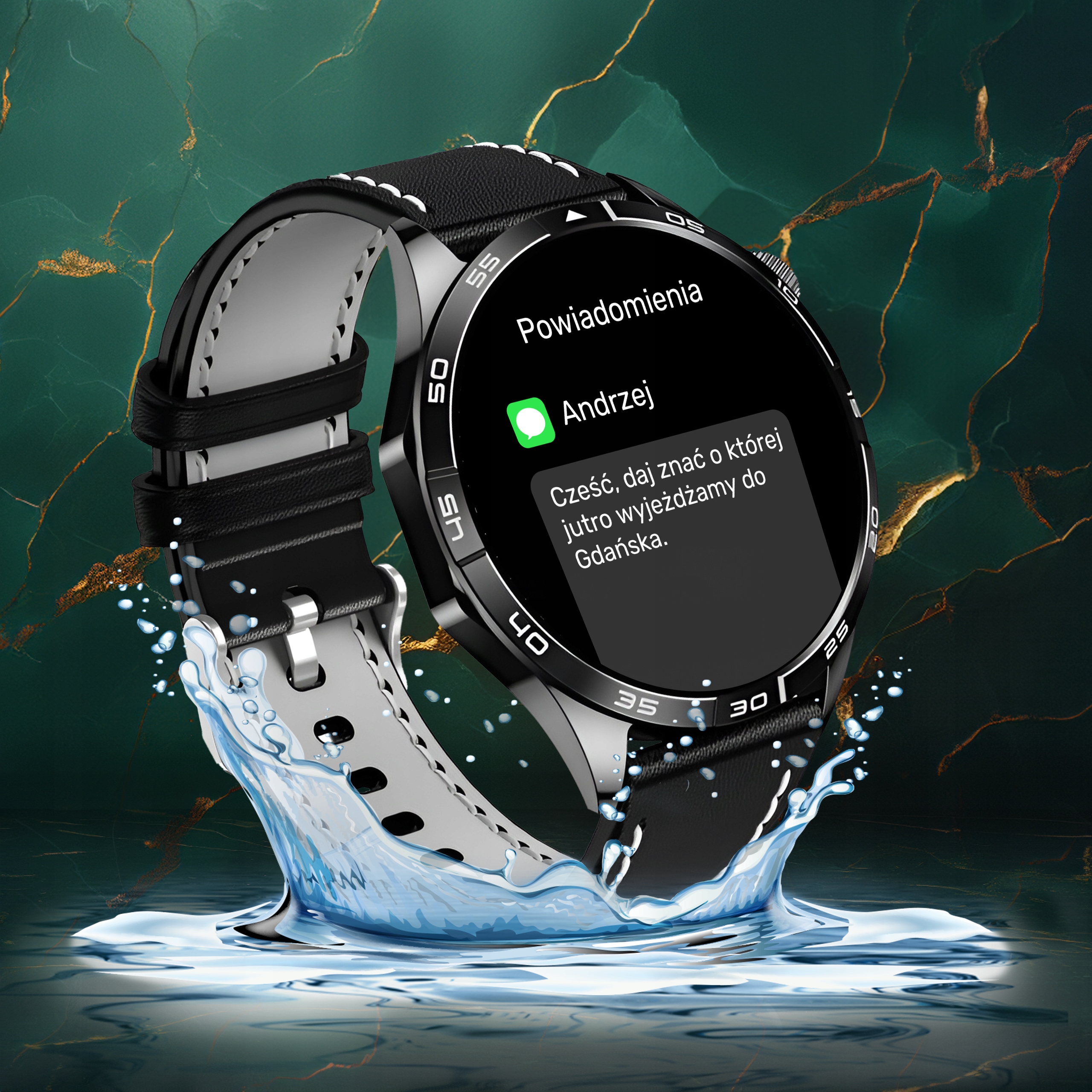SMARTWATCH MĘSKI ZEGAREK POLSKIE MENU AMOLED 3 PASKI ROZMOWY SMART WATCH Kolor koperty czarny