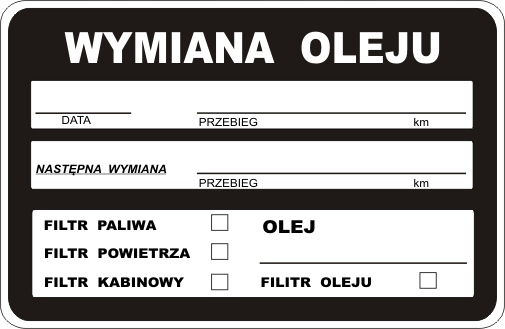 

Naklejki serwisowe Wymiana Oleju 80 szt 10 szt