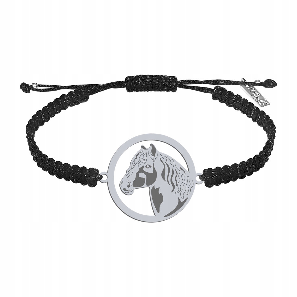 Stříbrný náramek s koněm Tinker 925 Makramé Žena Dárek Gravírování