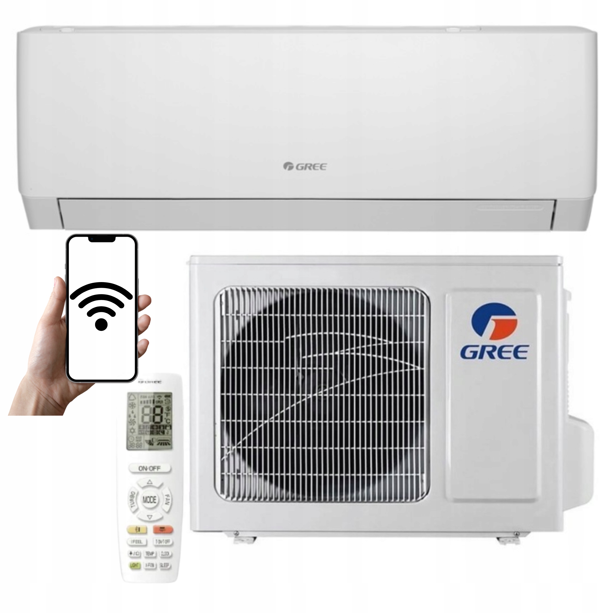 Nástěnný klimatizátor Gree Pular Wifi 2,5 kW 30 m2 Výkonná Domácí Klimatizace