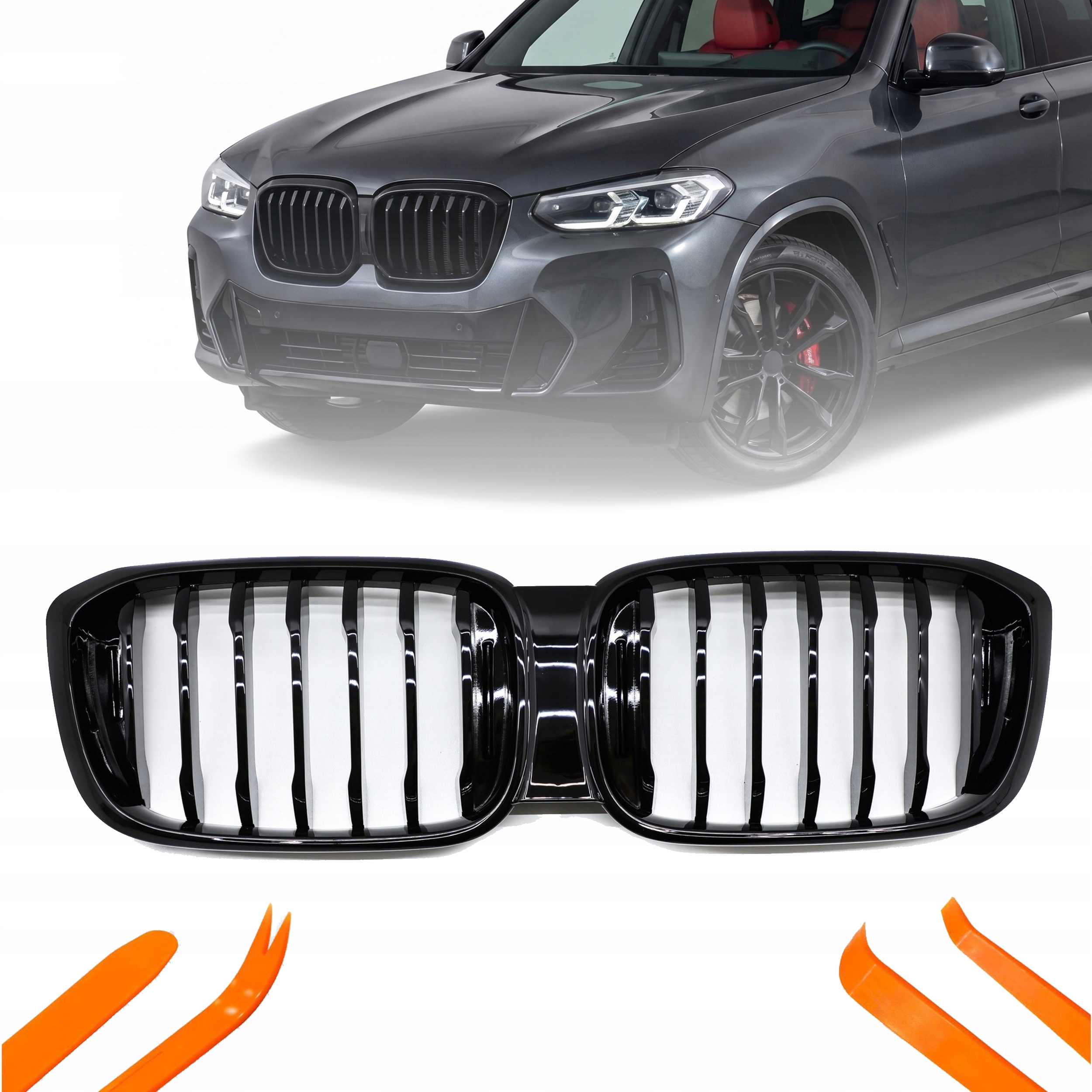 Atrapa Gril Ledviny Bmw X3 G01 18-21 Černý Lesk 1 Žebro Šikmé/rovné