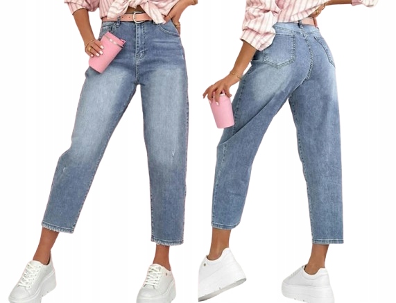 Spodnie jeansowe Mom Fit wysoki stan elastyczne M.sara Xs/s 594