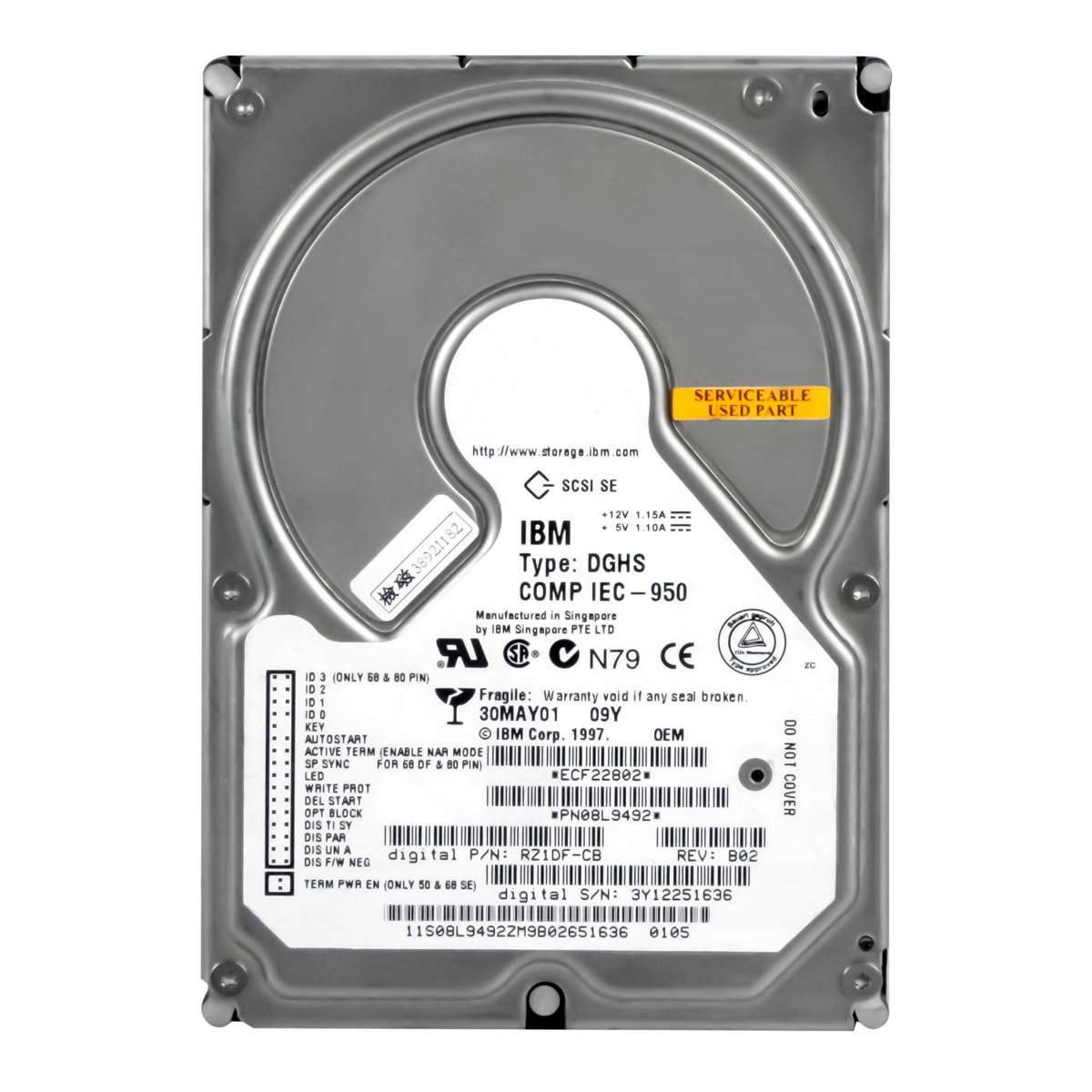 Ibm 08L9492 9.1GB 7.2K Scsi 80-PIN 3.5'' RZ1DF-CB