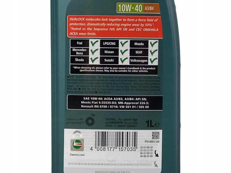 CASTROL MAGNATEC 10W-40 SL/CF A3/B3 A3/B4 7L Klasa lepkości SAE 10W-40