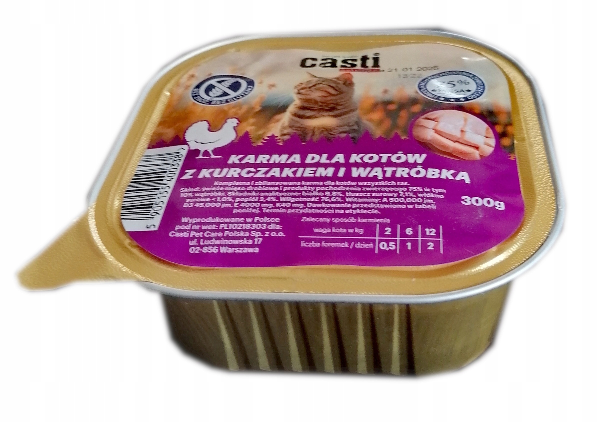 10 x Casti vlhké krmivo pro kočky, kuřecí játra, paštika 300 g