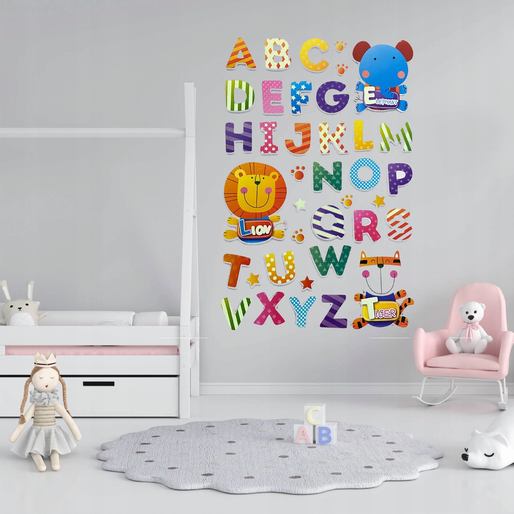 3D FALMATRICA GYEREKEKNEK ÁBÉCÉ ÁLLATOK SZOBA DEKORÁCIÓ FALRA Hosszúság 73 cm