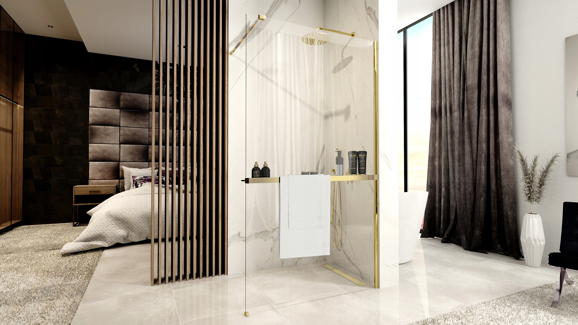 PÓŁKA WIESZAK na ręczniki EVO ZŁOTY na ściankę REA Rodzaj uchwyt