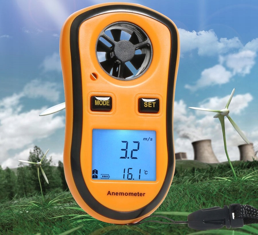 ANEMOMETR WIATROMIERZ MIERNIK WIATRU TEMPERATURY PRĘDKOŚCI POWIETRZA 30m/s Maksymalny pomiar prędkości powietrza 30 m/s
