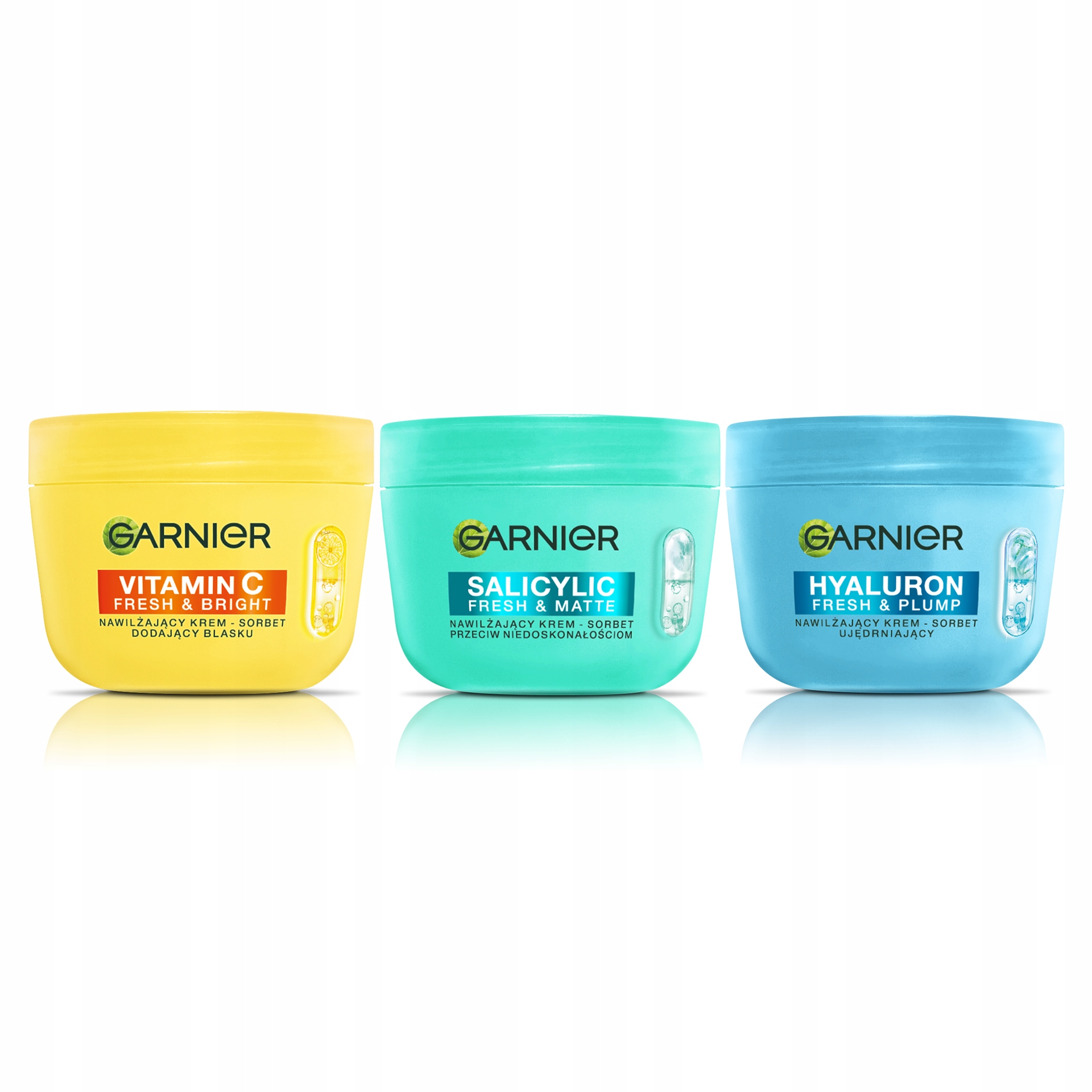 Zestaw Garnier Kremów Sorbet 3x 85 ml Hyaluron Salicylic Vitamin C
