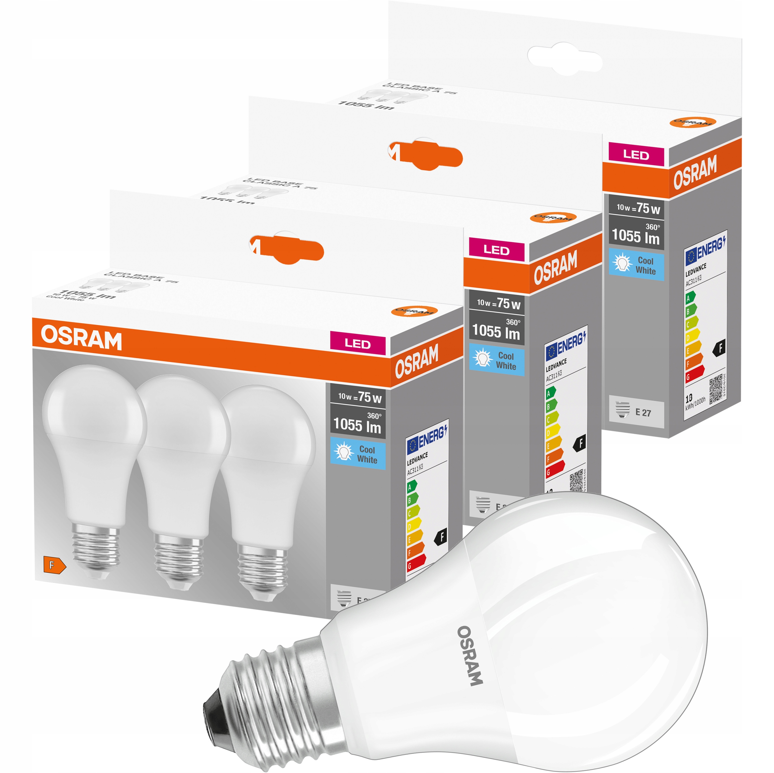 

9x Żarówka Led E27 A60 10W 75W 1055lm Osram