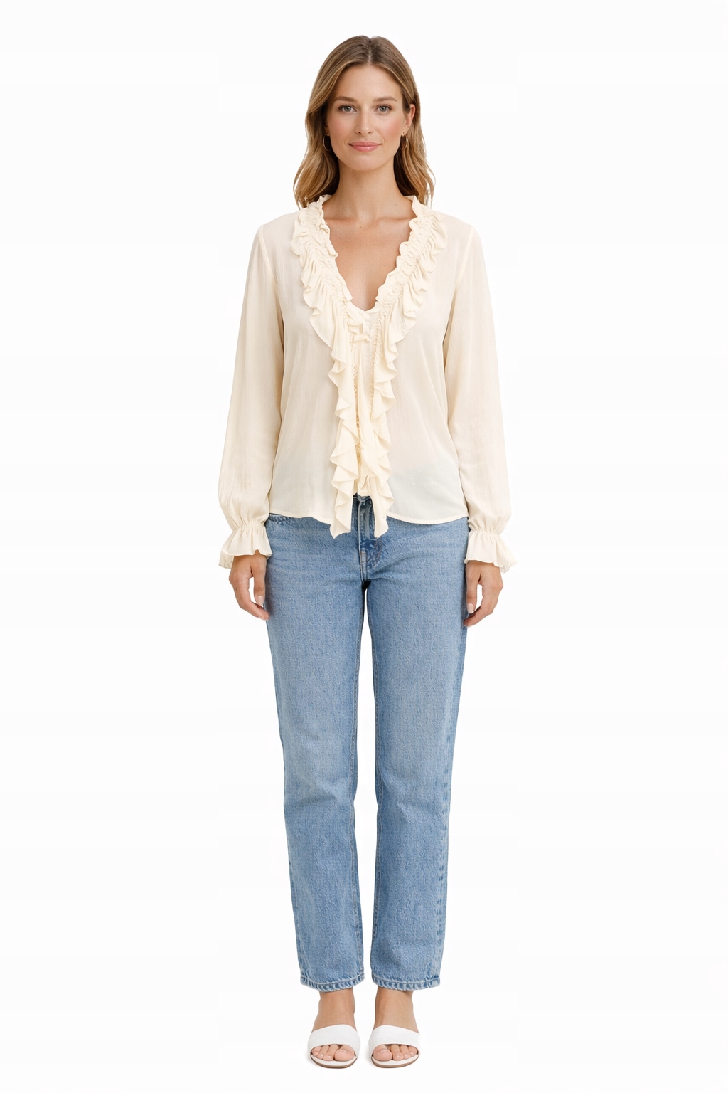 Halenka S Dlouhým Rukávem Ecru L I3A