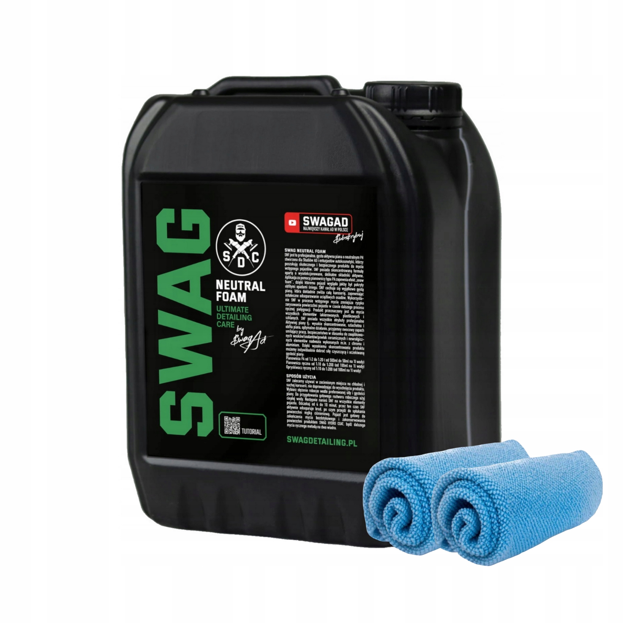 Swag 5L Aktywna piana gęsta do mycia auta neutralne pH ściereczki