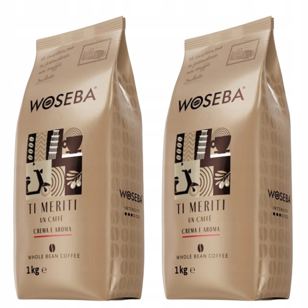 Kawa ziarnista Woseba Ti Meriti Crema e Aroma kawa mieszana zestaw 2x 1kg